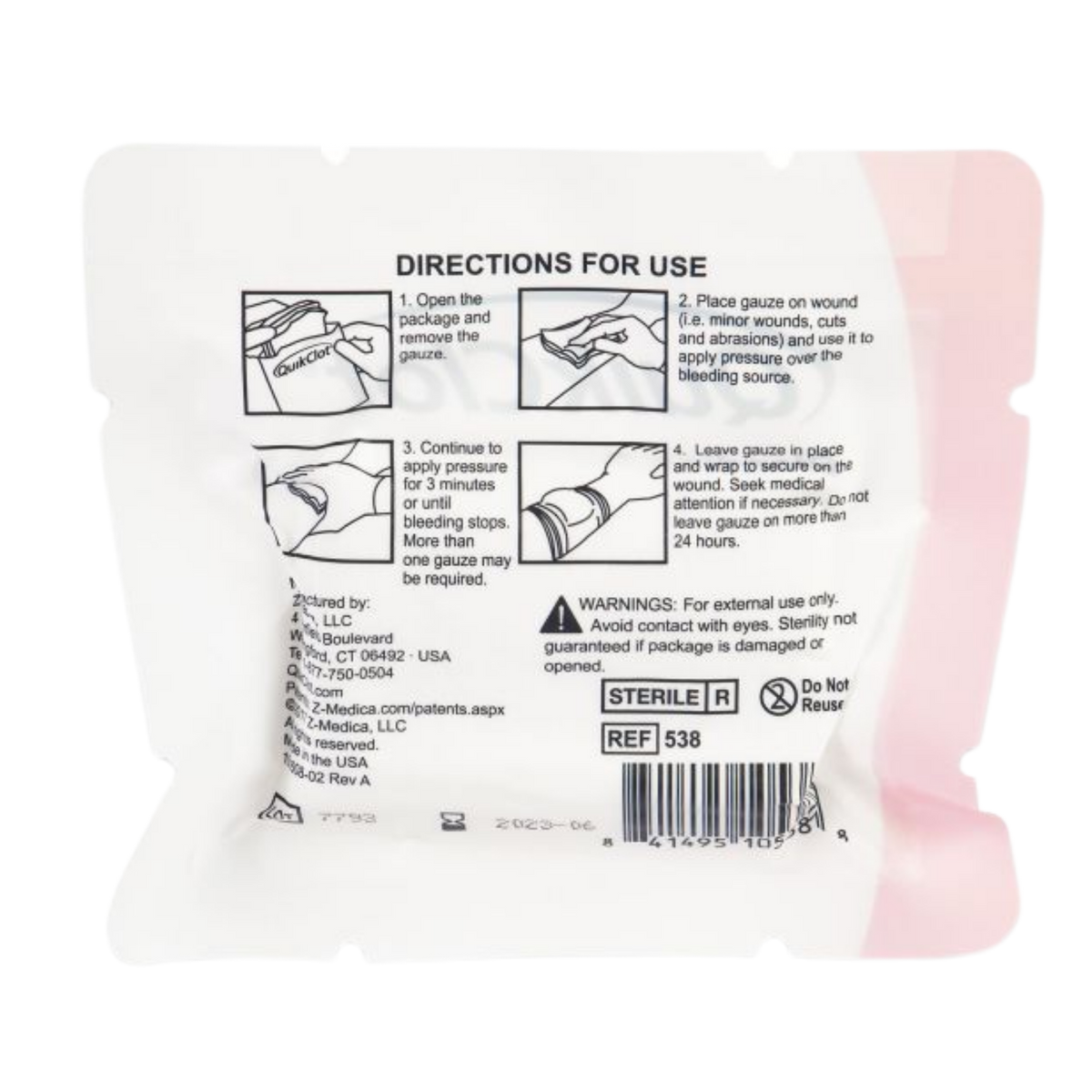 QuikClot Bleeding Control Z-fold Dressing - 3 in. x 4 yd