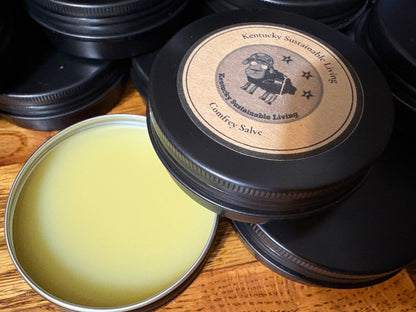 Comfrey Salve in a Balm tin with a visible label 