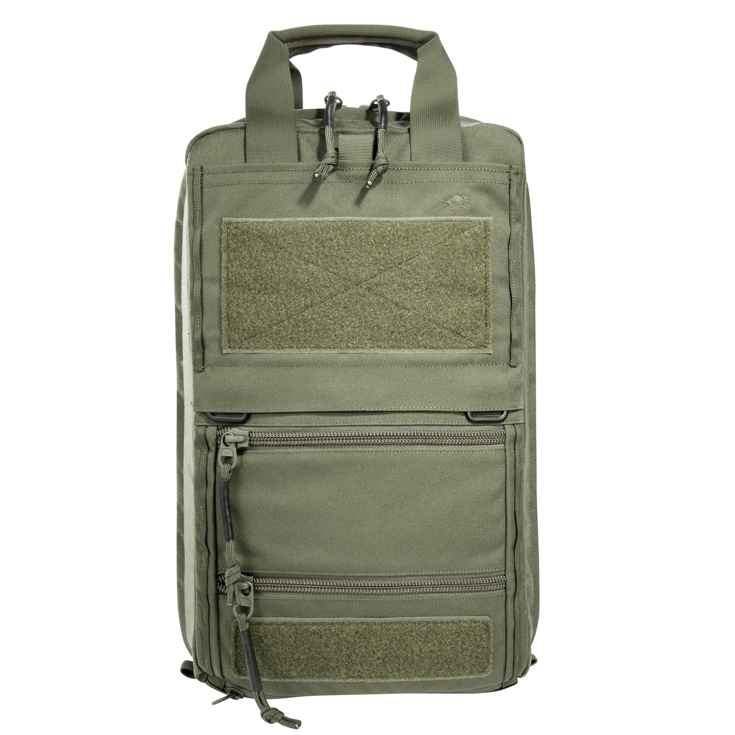 Green tactical backpack on a white background