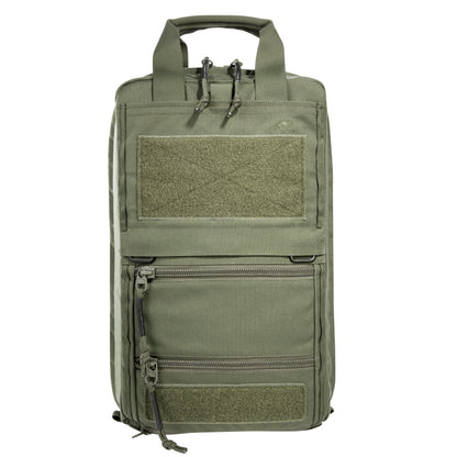Green tactical backpack on a white background